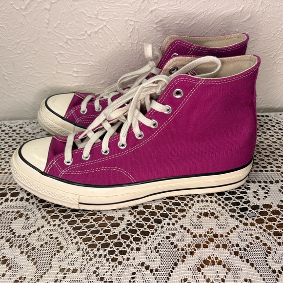 Converse High-Tops in Fuchsia and White - Picture 3 of 7